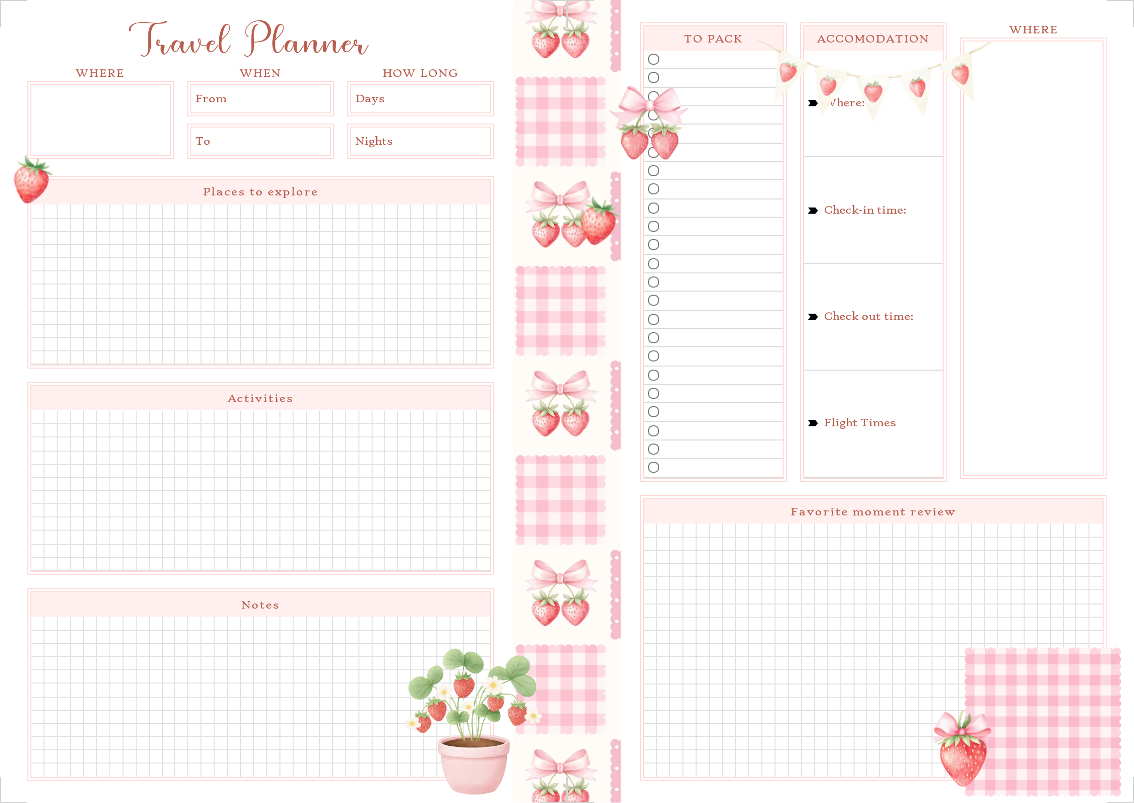 Digital Travel Planner - Strawberry design